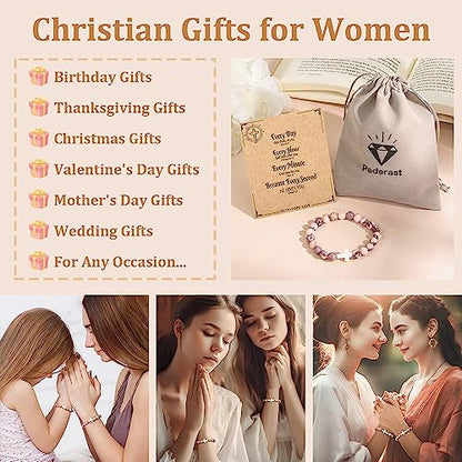 Christian Grandparents - Day Gifts for Women, Religious Cross Bracelet - color: Every-Pink