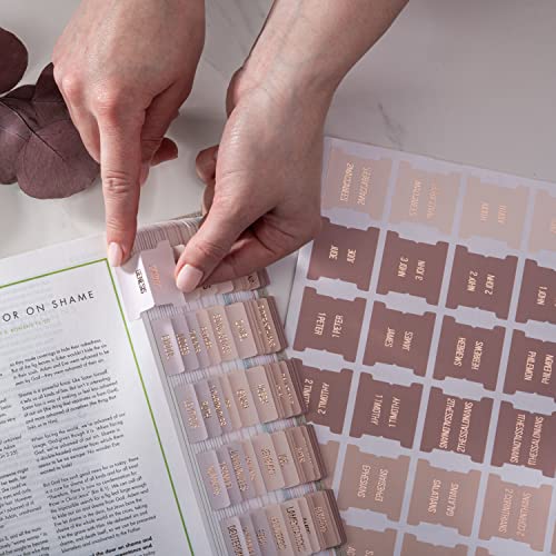 DiverseBee Laminated Bible Tabs (Rose Gold Embossed Lettering), Bible Journaling Supplies, Bible Book Tabs, Christian Gift, 73 Bible Tabs for Women and Men, Includes 4 Blank Tabs (Pearl) - color: Pearl