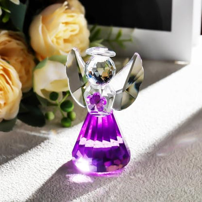 YWHL Purple Crystal Angel Figurine, Glass Guardian Angel Gifts for Women - color: Purple
