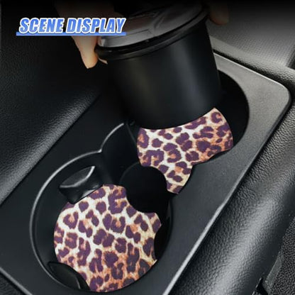 Leopard Print Car Cup Holder Coasters, 2.77'' Drink Cup Mat, No.4 - size: No.4