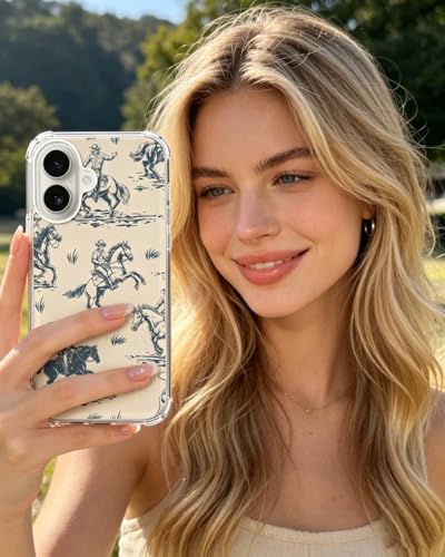 Western Cowboys Phone Case Compatible with iPhone 17, Dashing Horse Phone Cover for iPhone 17 - color: Cowboy Horses