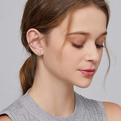 Han han 925 Sterling Silver Cross Earrings for Women and Men - style: C-Cross stud earrings