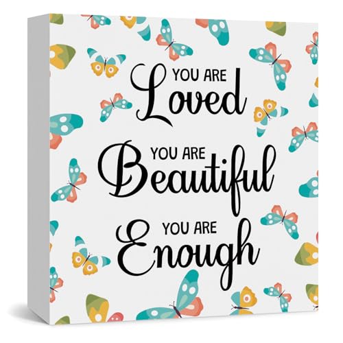 Inspirational Gifts for Women Girls Daughter Sister Bestie Friends Wooden Box Sign Motivational Quotes Gift Office Decor Wooden Home Office Bedroom Decor Christmas Encouragement Graduation Gift