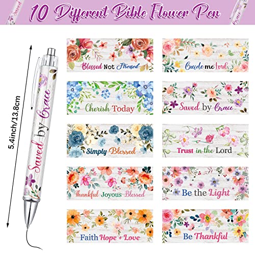 Tinlade 10 Pcs Christian Bible Verse Ballpoint Ink Pens,Flower - style: Flower
