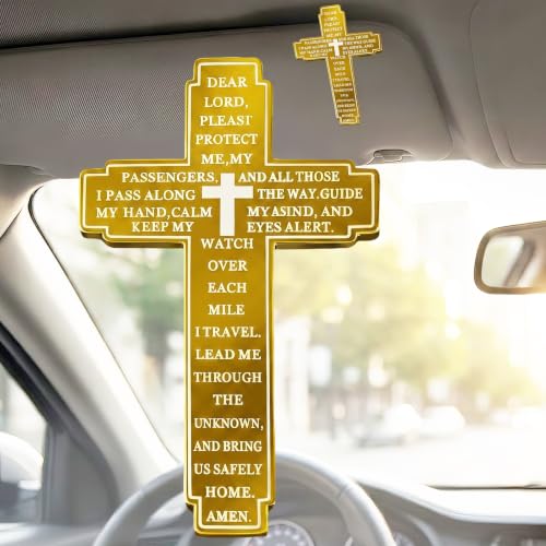 Christian Visor Clip Cross for Car, Drive Safe Religious Accessories, Gold - color: Gold