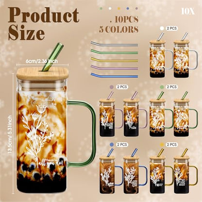 10 Pcs Employee Appreciation Glass Cup 13.5oz Teacher Gift - style: Thanks Style