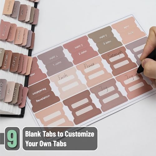 Mr. Pen- Bible Tabs, 75 pcs, Earthy Brown, Gold Foil Lettering - color: Earthy Brown