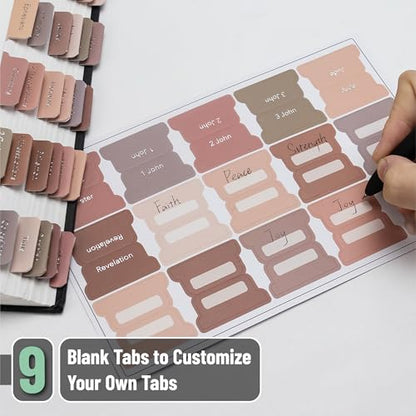 Mr. Pen- Bible Tabs, 75 pcs, Earthy Brown, Gold Foil Lettering - color: Earthy Brown