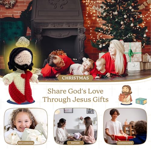 Jesus Plush Christian Bible Verse Scripture Cards with Crochet Jesus Stuffed, Christian Gifts for Women, Inspirational Prayer Cards, Faith Gift for Women Communion Gifts Read Me When Baptism Gifts Encouragement Gift - color: Jesus