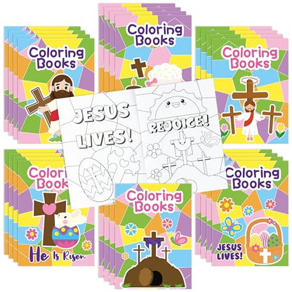 ANGOLIO Easter Geometry Coloring Books - 24Pcs Jesus Lives Christain Color Booklet Bulk with Hosanna Bible DIY Art Drawing Book for Easter Basket Stuffers Religious VBS Sunday School Classroom Rewards - style: Easter Geometry