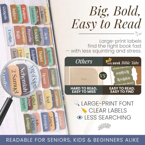 90 Christian Bible Tabs for Women, Men, Kids - Bohemian Version - color: Boho Multicolor