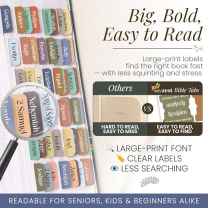 90 Christian Bible Tabs for Women, Men, Kids - Bohemian Version - color: Boho Multicolor