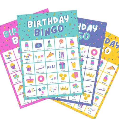 Markt Birthday Party Games for Kids, Birthday Bingo Game, Kids Party Games, Kid Bingo Game Decorations, Activities and Supplies for Girls or Boys (Multi-Color Pack) - color: Birthday Bingo – Multicolor