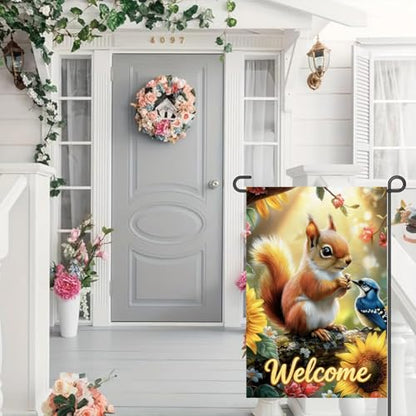 Spring Summer Welcome Garden Flag 12x18 Double Sided Burlap - color: Spring-12 x 18"