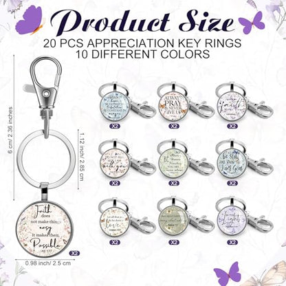 Fumete Christian Keychain Bulk for Wowen Men - style: Butterfly Wildflower