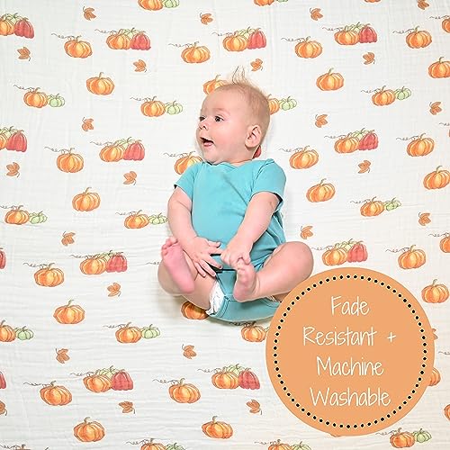 LollyBanks Muslin Swaddle Blanket, 47 x 47 in, Newborn Receiving Blanket - color: Pumpkin'pie