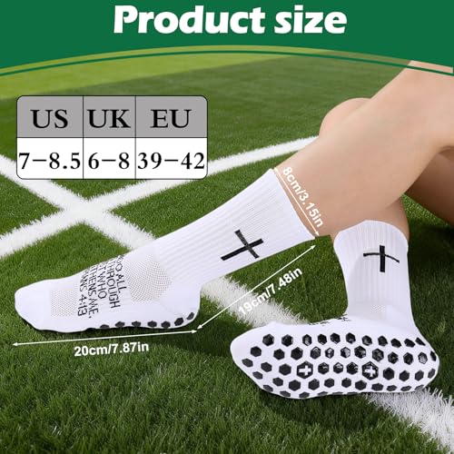 4/6 Pairs Christian Anti Slip Bible Verse Cross Print Socks - color: Black & White 3:5