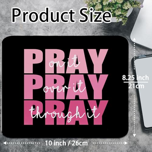 UTELKA Pink Mouse pad, Black Pink Christian Mousepad 10.2x8.2 - color: Black Pink Pray on it, size: 10.2L x 8.2W inches