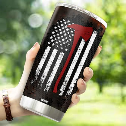 Personalized Firefighter Tumbler Gifts for Men Women Insulated Stainless Steel 20oz With Lid Coffee Mug Gift for Firefighters Fire Department First Responder - color: FIREFIGHTER