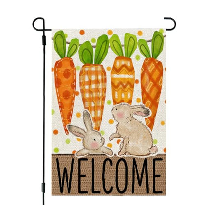 CROWNED BEAUTY Easter Bunny Carrots Garden Flag Outside 12x18 - size: 12"X18"