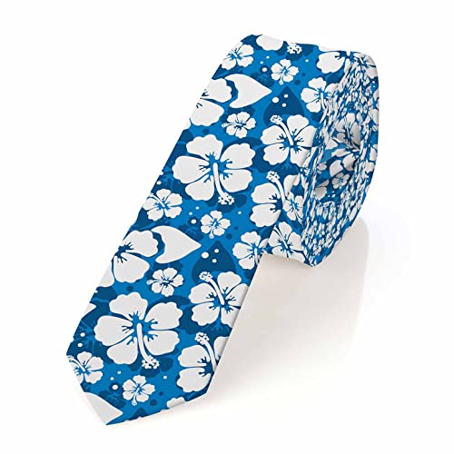 Men's Ties Novelty Tie Necktie for Men Teen Boys Multicolor Tie Party Holiday Thanksgiving Christmas - color: Hibiscus Flowers Blue