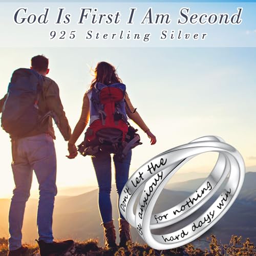 YinShan 925 Sterling Silver Inspirational Ring I am Enough Rings/God Grant Me The Serenity/Always Remember You Are Braver for Women Girls Size 6-9 - style: Don't Let the Hard Days Win