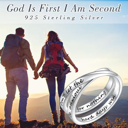 YinShan 925 Sterling Silver Inspirational Ring I am Enough Rings/God Grant Me The Serenity/Always Remember You Are Braver for Women Girls Size 6-9 - style: Don't Let the Hard Days Win