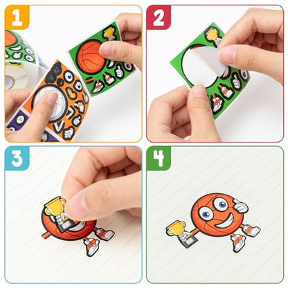 Haooryx Sports Ball DIY Sticker, 300pcs Make Your Own Football Soccer Ball - style: Sports Ball 1Roll