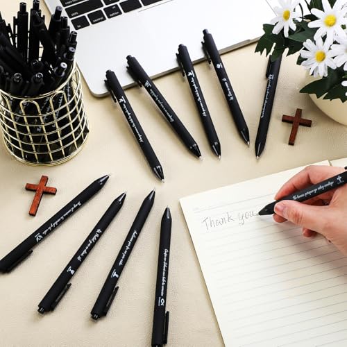 Sayglossy 100 Pcs Christian Spanish Ballpoint Pen Relgious Gift, Black - color: Black