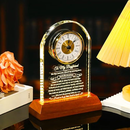Arikyrist Glass Clock Gifts for Boyfriend on Anniversary Birthday - color: Boyfriend