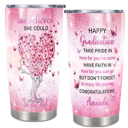 Class of 2026 Personalized Stainless Steel Tumbler 20 oz 30 oz – High School Graduation Insulated Travel Coffee Mug with Lid for Girls Women Seniors - color: Graduation 500