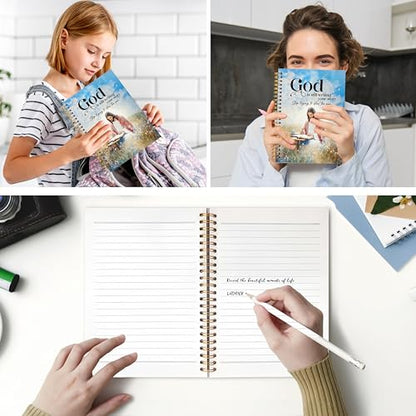 Jesus Christian Spiral Notebook, God Is Still Writing Your Story Bible Verse Journal, Jesus Gifts for Women Men, Church Notes Notebook, Religious Prayer Journal for Woman, 5.5x8.3 - color: YhSj 6