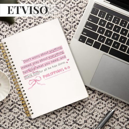 ETVISO Pink Christian Notebook, PHILIPPIANS 4:6 Christian Journal for Women, Scripture Notebook, Bible note taking, Bible Journal, Hardcover Spiral Notebook 80 Sheets -160 Pages 5.5x8.3 Inch - color: 02-Bible(PHILIPPIANS 4:6)