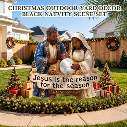 Cinnvoice Christmas Metal Yard Sign,African American Nativity Scenes - style: African American Nativity Scenes
