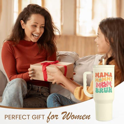 Mom Tumbler with Handle 40oz, Mama Mommy Mom Bruh Cup Stainless Steel Insulated Tumblers Coffee Travel Mugs, Gifts for Moms from Daughter Son, Best Mother Gift for Birthday Christmas Mothers Day - color: Mom 2