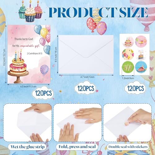 Motiskyy 120 Pcs Religious Christian Birthday Card Bulk, Watercolor Style - style: Watercolor Style