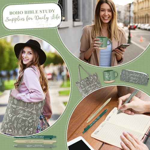 Reallnaive 25 Pcs Bible Study Journaling Supplies Kit for Women, Green - color: Green, style: Bible verse