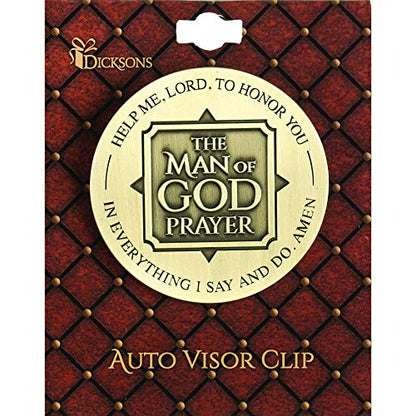 Dicksons Man of God Prayer Bronze Tone 2 inch Zinc Alloy Metal Automotive Visor Clip