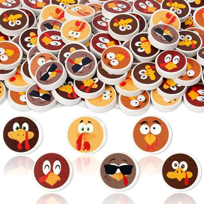 Thanksgiving Turkey Mini Erasers Bulk - 60 Pcs Fall Pencil Erasers - style: Thanksgiving Turkey