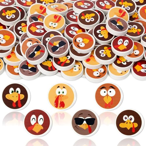 Thanksgiving Turkey Mini Erasers Bulk - 60 Pcs Fall Pencil Erasers - style: Thanksgiving Turkey