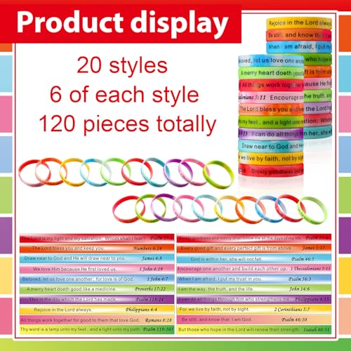Estune 120 Pcs Bible Verse Bracelets Christian Wristbands, Gradient Color - color: Gradient Color