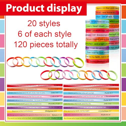 Estune 120 Pcs Bible Verse Bracelets Christian Wristbands, Gradient Color - color: Gradient Color