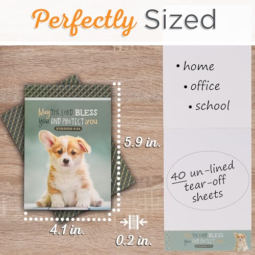 Christian Art Gifts Small Scripture Notepad: May the Lord Bless You Verse - color: Green/Puppy