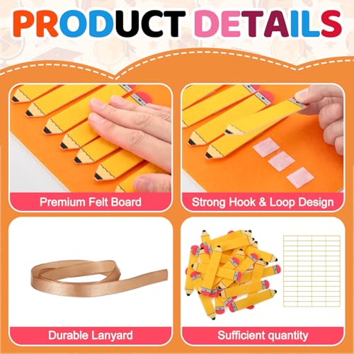 Pencil Classroom Attendance Chart with 36 Pencil Cards Felt