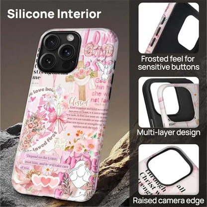 Magnetic Case for iPhone 15 Pro, Compatible with Magsafe PC Hard Shell & Silicone Inner Bumper Anti-Scratch Full-Body Cover Shockproof Slim Design Retro Newspaper Collage Religious Jesus - color: Retro Newspaper Collage Religious Jesus, size: iPhone 15 Pr