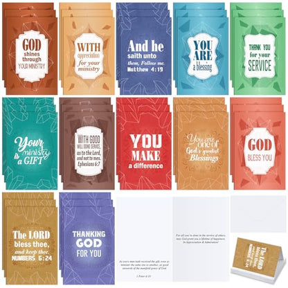 Gersoniel 36 Sets Pastor Appreciation Cards, with Envelopes, Solid Color - style: Solid Color