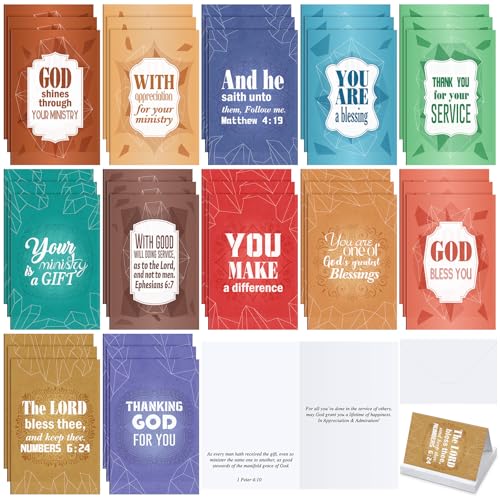 Gersoniel 36 Sets Pastor Appreciation Cards, with Envelopes, Solid Color - style: Solid Color