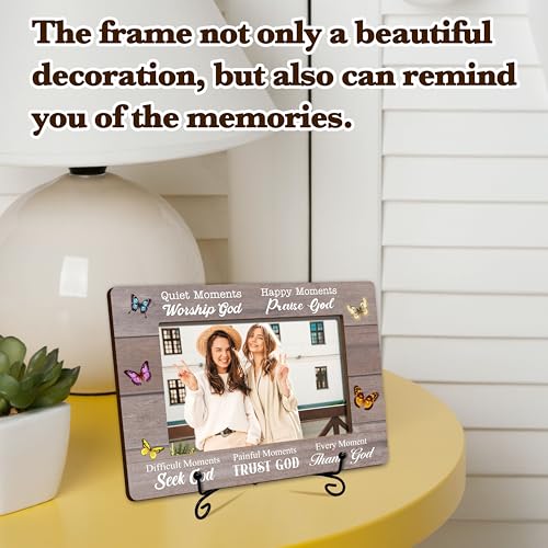 Christian Picture Frame For Women, Inspirational Gifts For Christmas Birthday Thanksgiving, Quite Moments Worship God Bible Verses Butterfly Photo Frame, Religious Gifts For Friends Girls Coworker -50