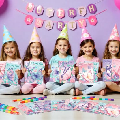 BenLouis 24 Pcs Butterfly Mini Coloring Books for Kids Party Favors - style: Butterfly