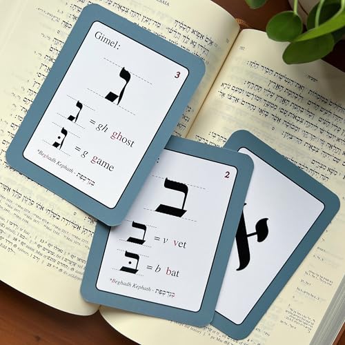 Biblical Hebrew Alphabet Flashcards for Beginners – 22 Alephbeth Study Cards + Bonus Vowel Pointing Reference Card – Portable & Durable 3.75”x5” Study Set for Biblical Hebrew Students – Mikra Academy